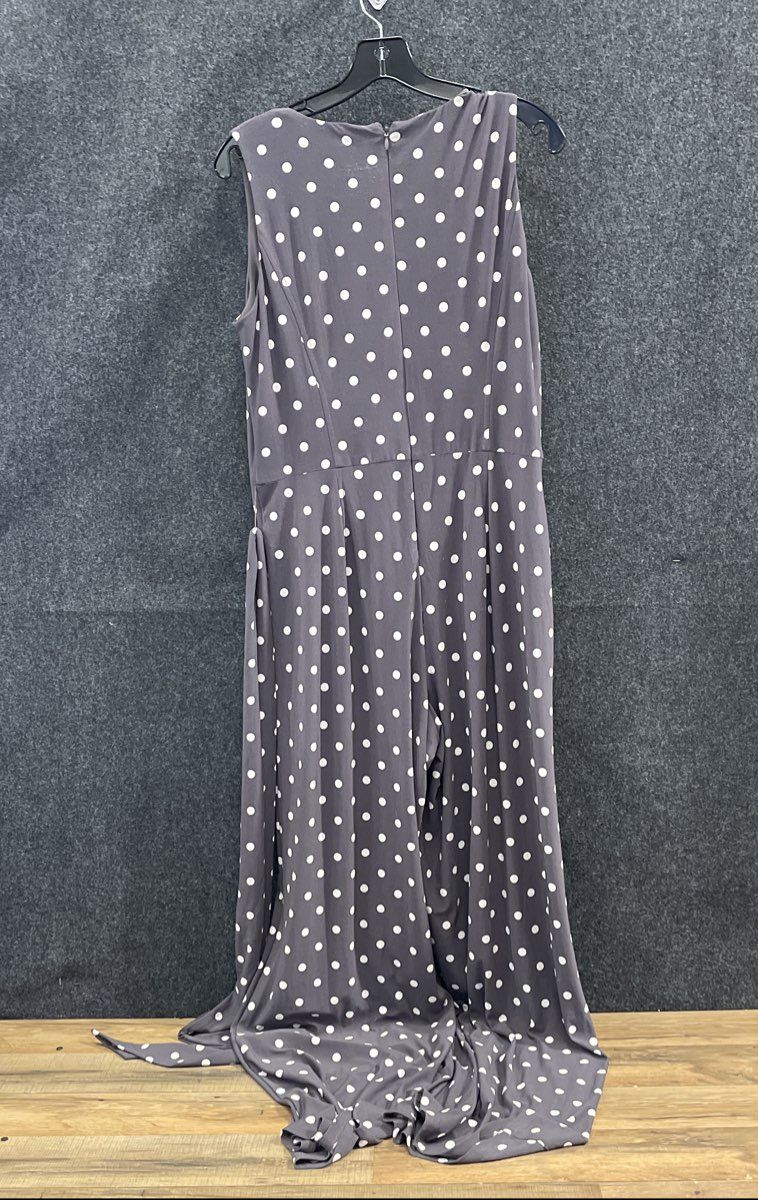 Lauren Ralph Lauren Women's Brown Polka Dot Sleeveless Wide Leg Jumpsuit Sz 12