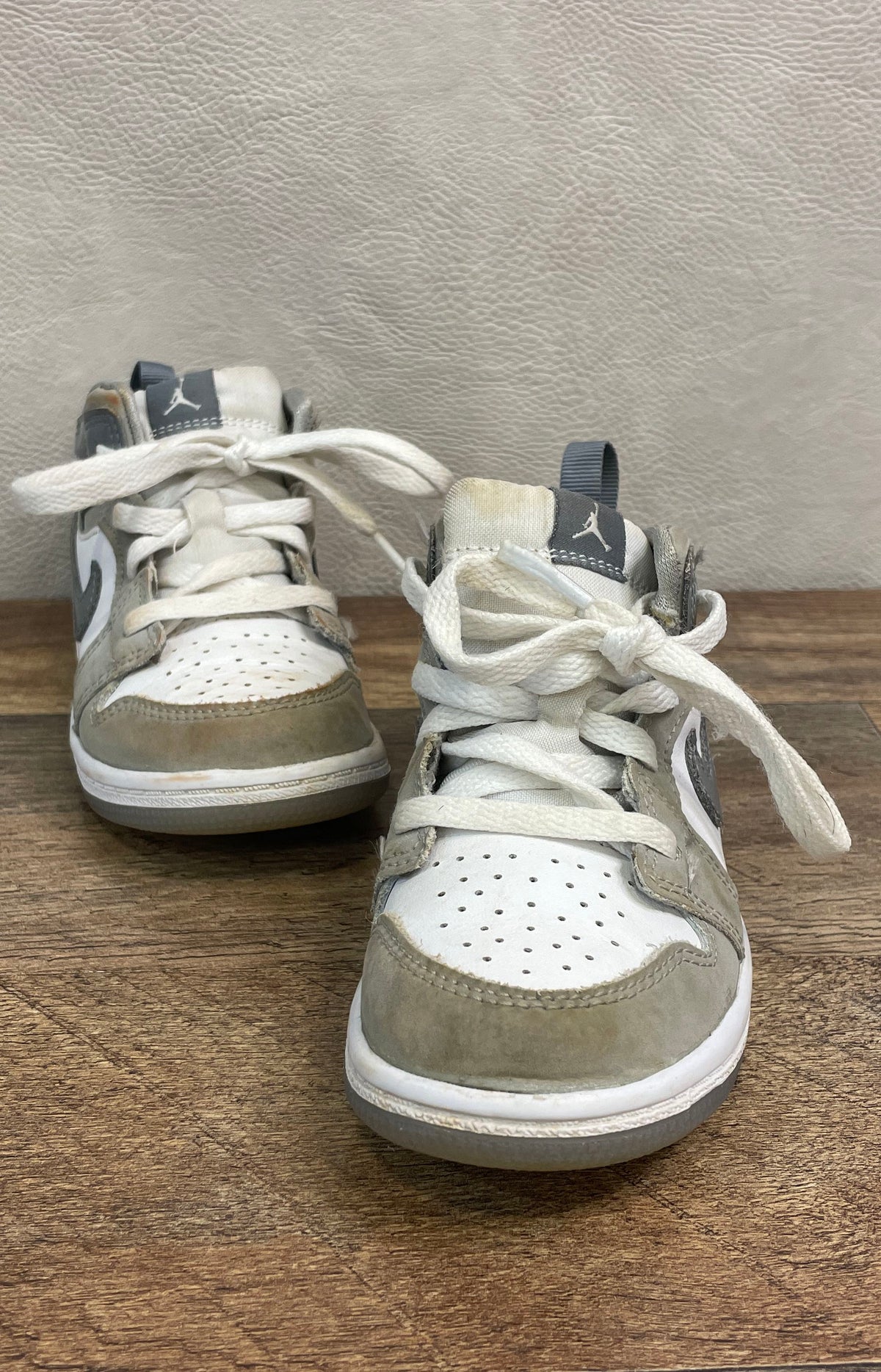 Nike Air Jordan 1 Mid Light Smoke Grey White Toddler Shoes Size 9C HF3195-100