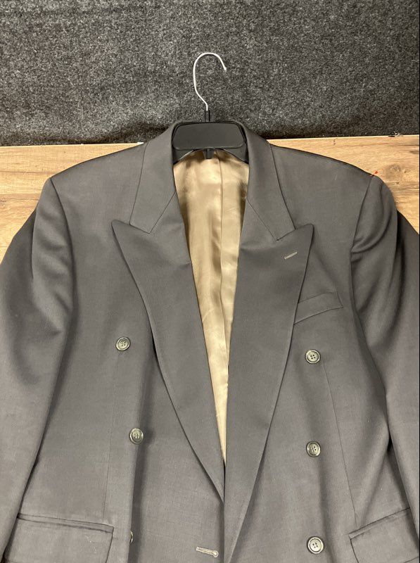 Vintage 90s Modesto Uomo Men's Charcoal Wool Double Breasted Blazer Jacket