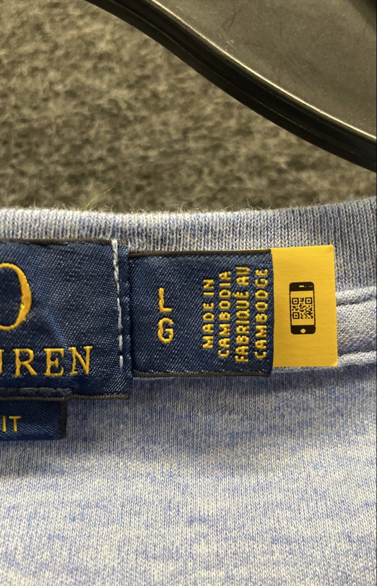 Polo Ralph Lauren Men's Light Blue Custom Slim Fit V-Neck Pony Logo T-Shirt Sz L