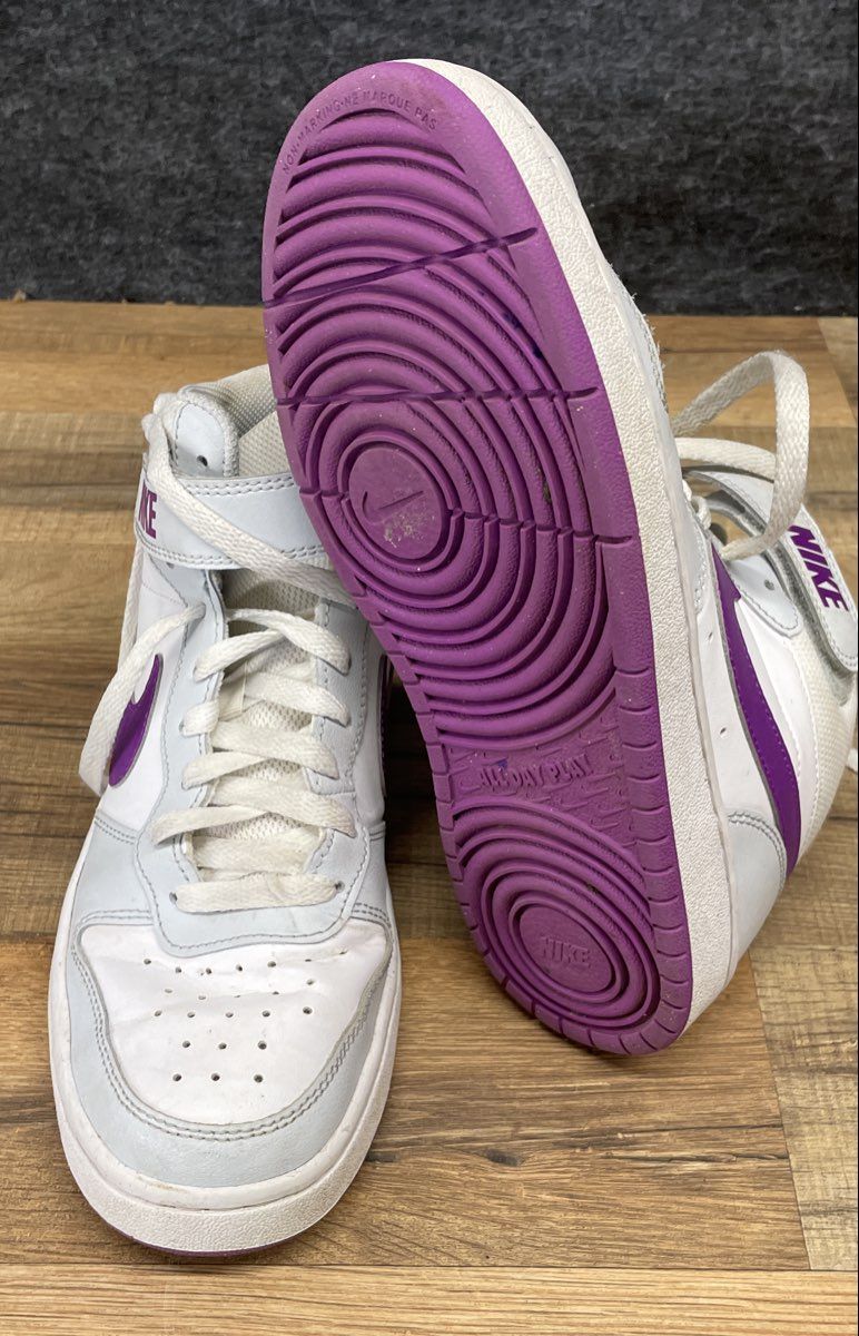 Nike Court Borough Mid 2 White Purple Grey Mid Top Sneakers Size 6Y