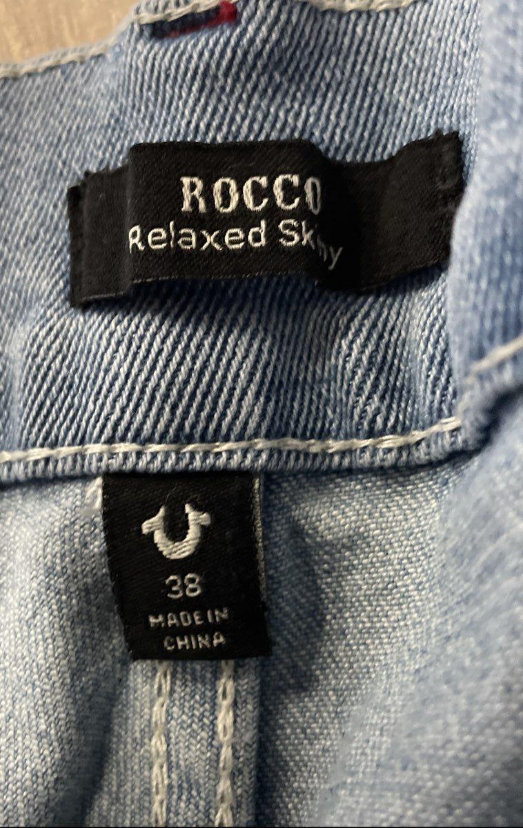 True Religion Men's Rocco Relaxed Skinny Denim Shorts Light Rainy Wash Sz 38 NWT