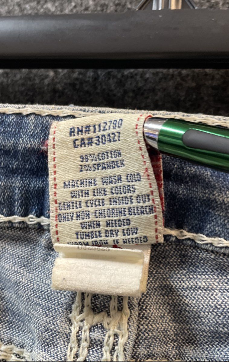True Religion Women's Blue Contrast Stitch Low Rise Jeans Vintage Y2K Sz 24