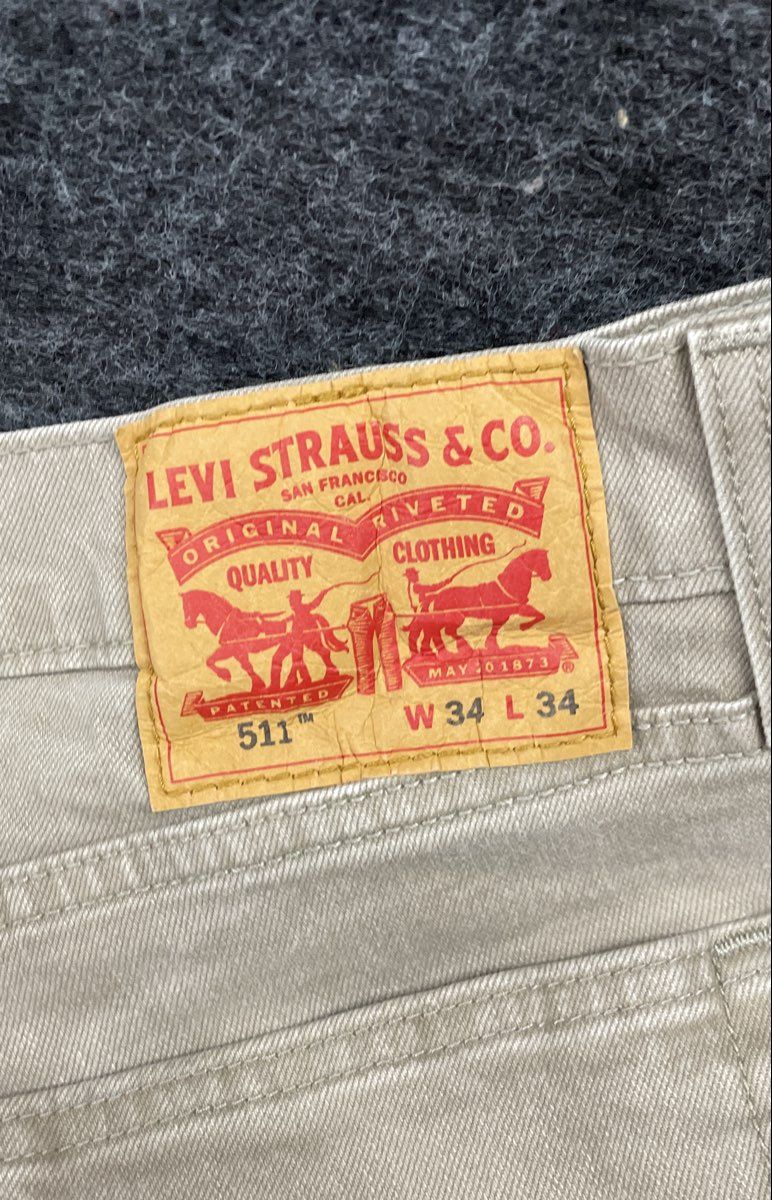 Levi's Men's 511 Slim Fit Beige Denim Pants Khaki Size 34x34