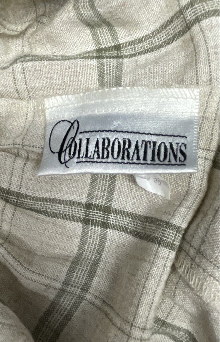 Vintage 90s Collaborations Women's Plaid Flax Blend Shorts Tan Green Sz 20 USA
