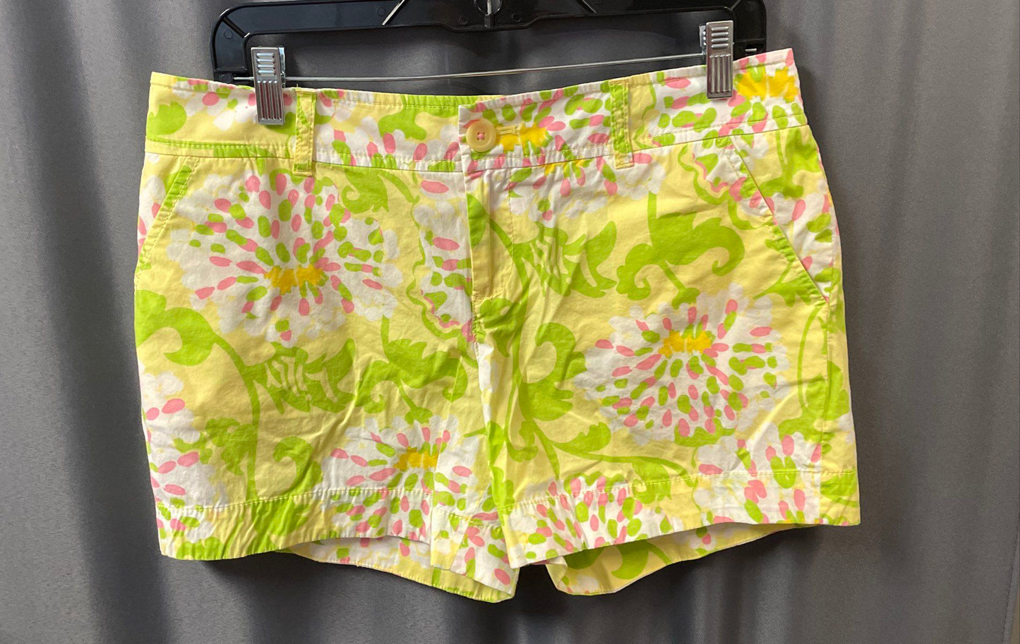 Lilly Pulitzer Women's Yellow Green Floral Jubilee Shorts Size 10