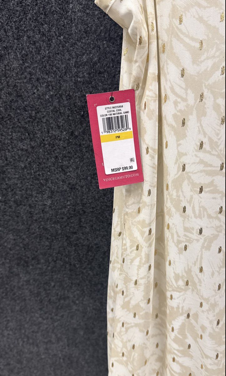 Vince Camuto Women's Natural Sand Floral Metallic Fleck Maxi Dress Sz PM NWT