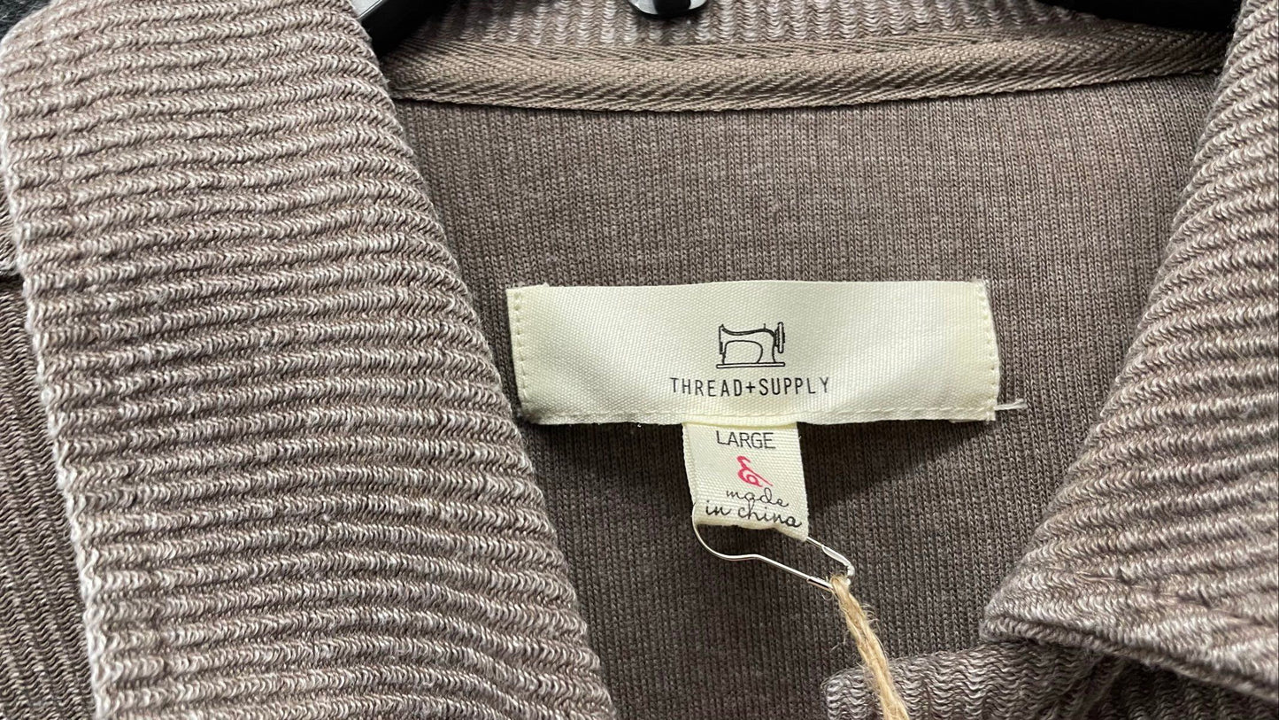 Thread Supply Women's Taupe Corduroy Button Up Shacket Sz L NWT