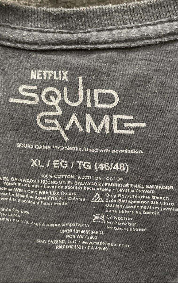 Netflix Squid Game Men's Black Graphic Print Symbols Logo T-Shirt Size XL