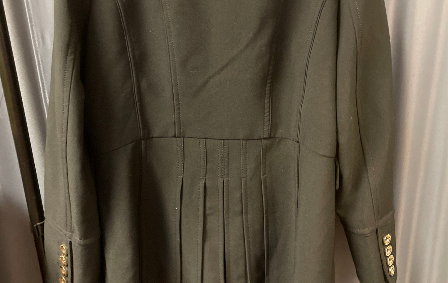 White House Black Market Women's Black Double Breasted Pleated Jacket Sz XL