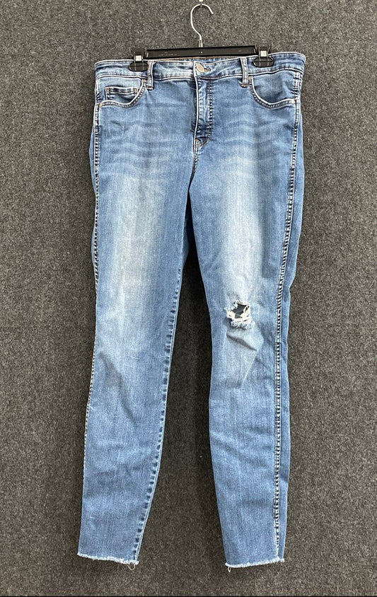 KUT from the Kloth Women's Blue Distressed Skinny Jeans Raw Hem Size 16