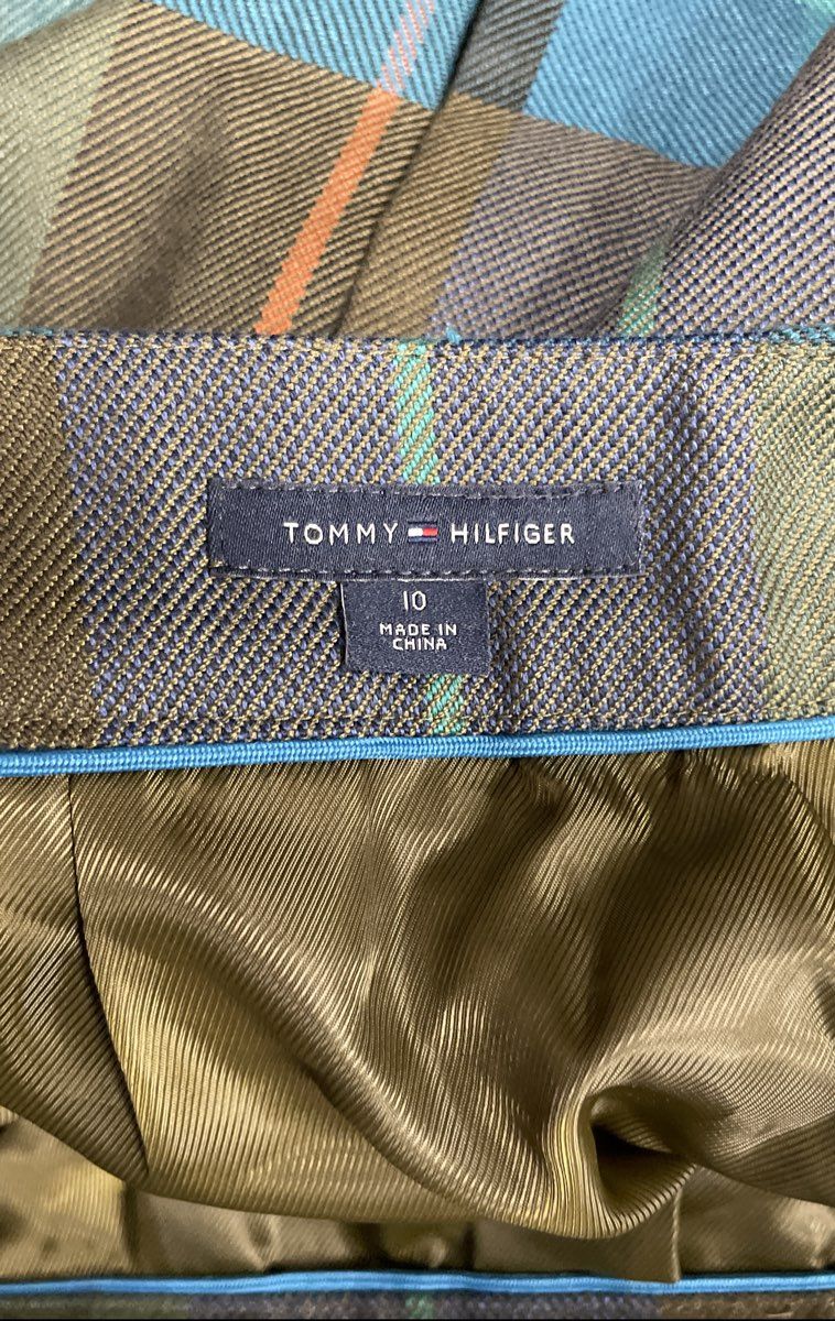 Tommy Hilfiger Women's Mini Skirt Blue Green Orange Plaid Pleated Sz 10 NWT