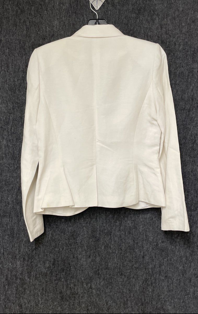Calvin Klein Women's White Linen Blend Two Button Blazer Sz 4