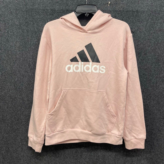 Adidas Youth Girls Pink Logo Pullover Hoodie Regular Fit Size Large