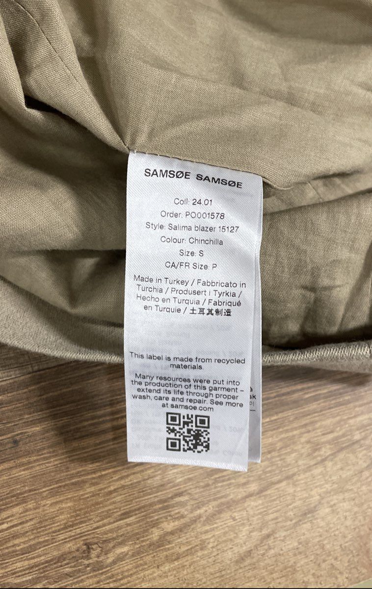 Samsoe Samsoe Women's Salima Blazer Chinchilla Brown Tan Single Button Sz S