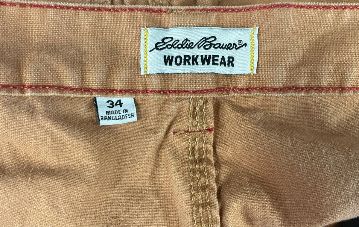Eddie Bauer Workwear Carpenter Utility Canvas Pants Tan Sz 34