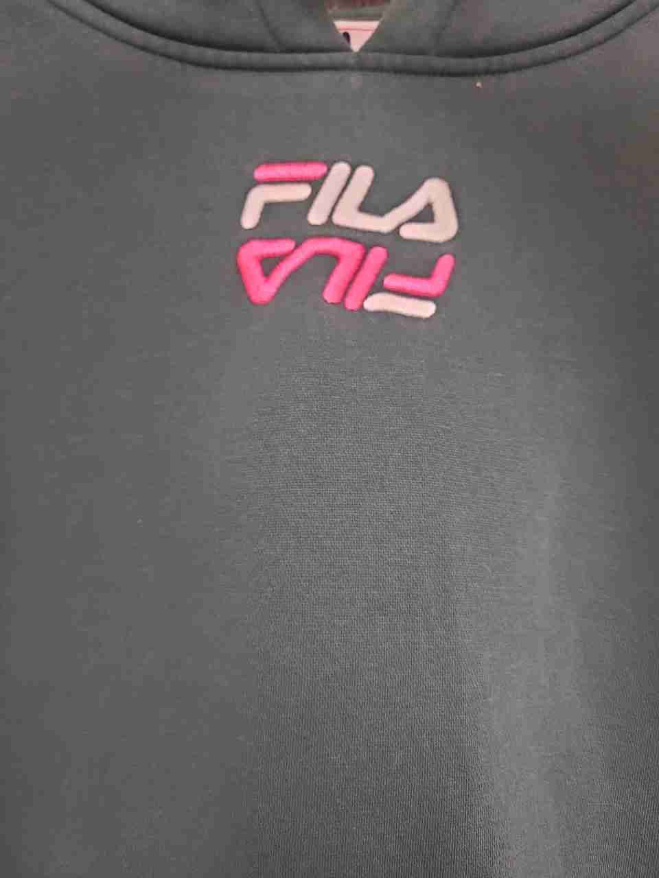 Fila Men's Sage Green Hoodie Embroidered Chest Logo Large Back Graphic Sz M