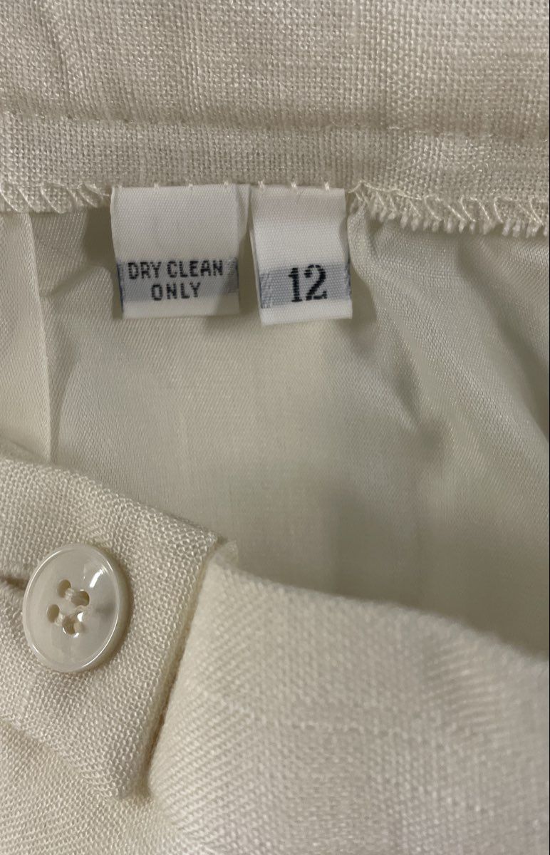 Vintage 90s Manchester Women's Cream Blazer Skirt Set Cropped Pleated Sz 12