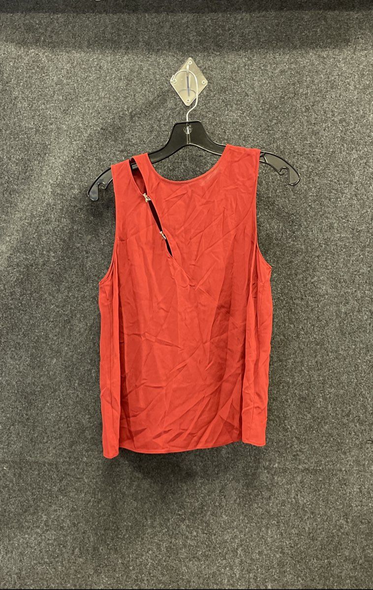Patrizia Pepe Women's Red Diagonal Zipper Sleeveless Blouse Top Sz 42 NWT