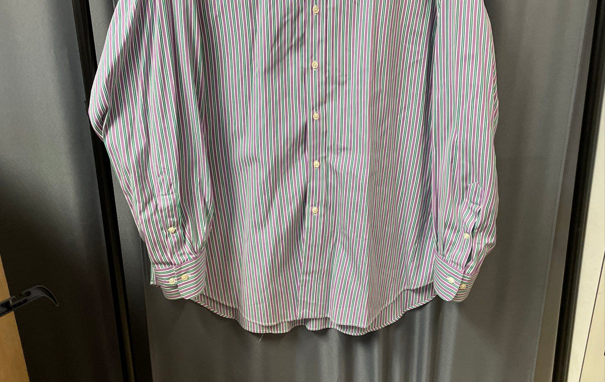 Polo Ralph Lauren Men's Purple Green Striped Classic Fit Dress Shirt Sz 18 34/35