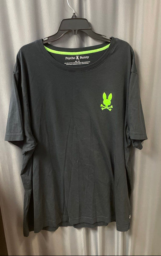 Psycho Bunny Men's Black Pima Cotton Neon Green Logo Graphic T-Shirt Sz 3XL