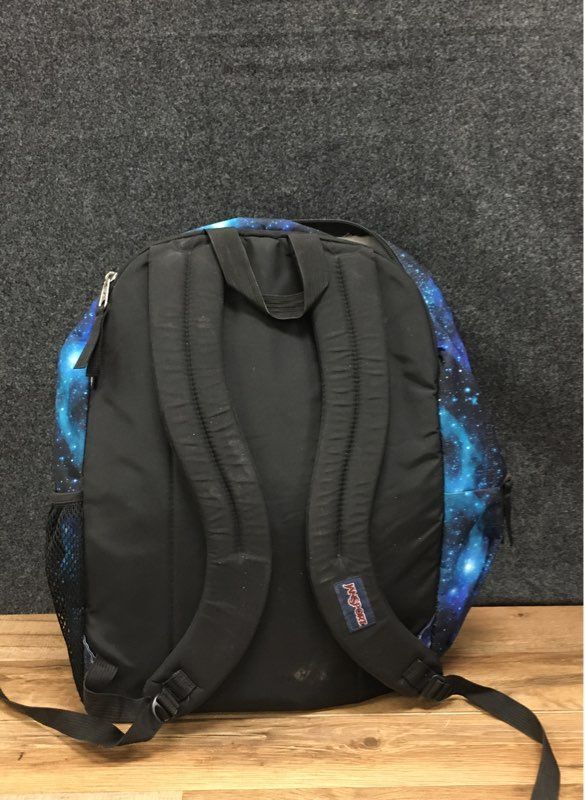 Jansport Galaxy Print Backpack Blue Purple Multi Pocket School Book Bag