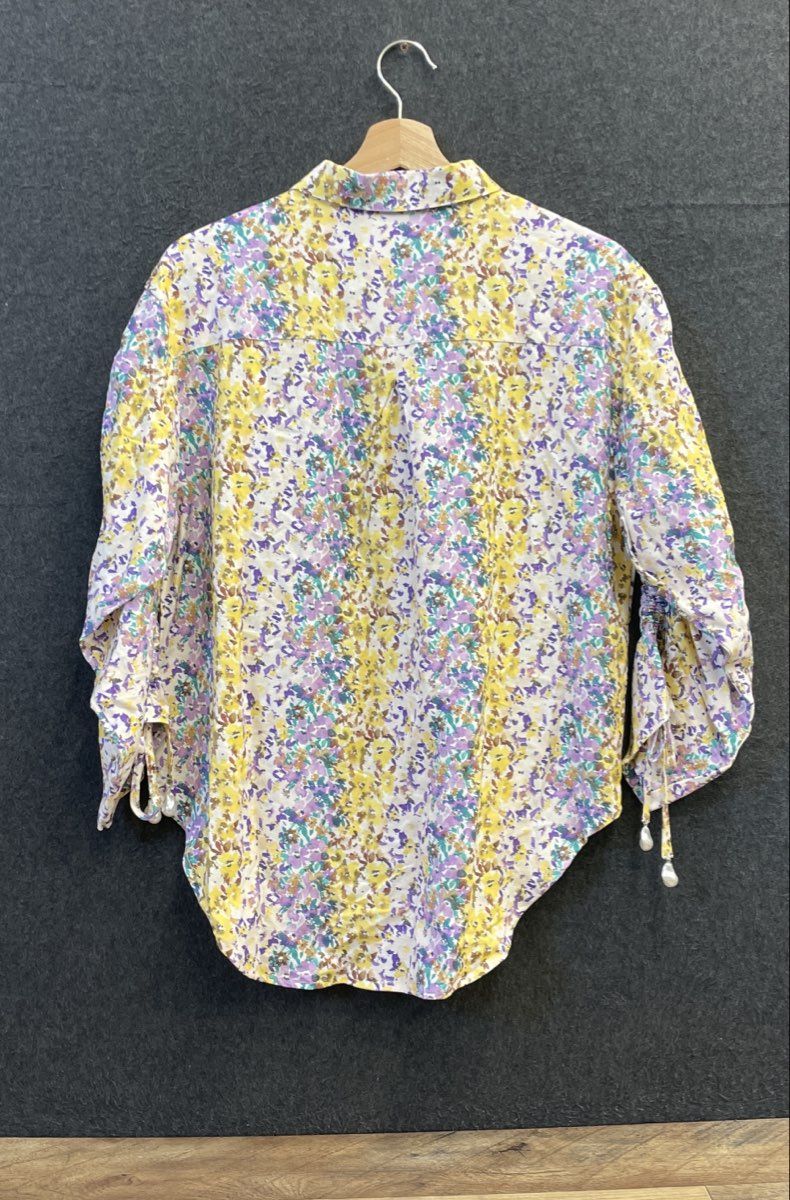 LaPorte Women's Gradient Floral Button Down Shirt NWT Multicolor Sz M