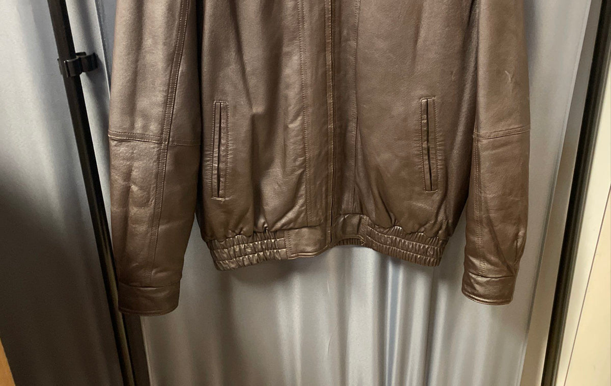 Towncraft Men's Brown Pig Nappa Leather Bomber Jacket Sz LXT Extra Tall