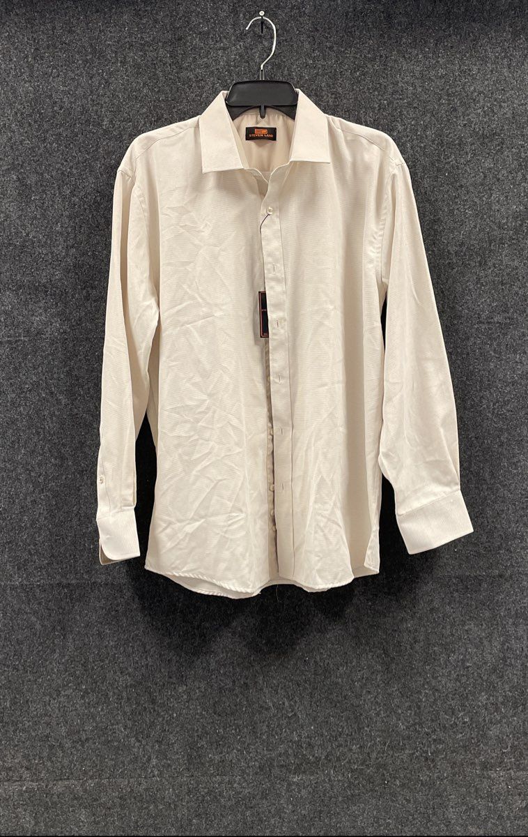 Steven Land Men's Dress Shirt Tan Micro Texture 100% Cotton NWT Sz 16.5 34/35