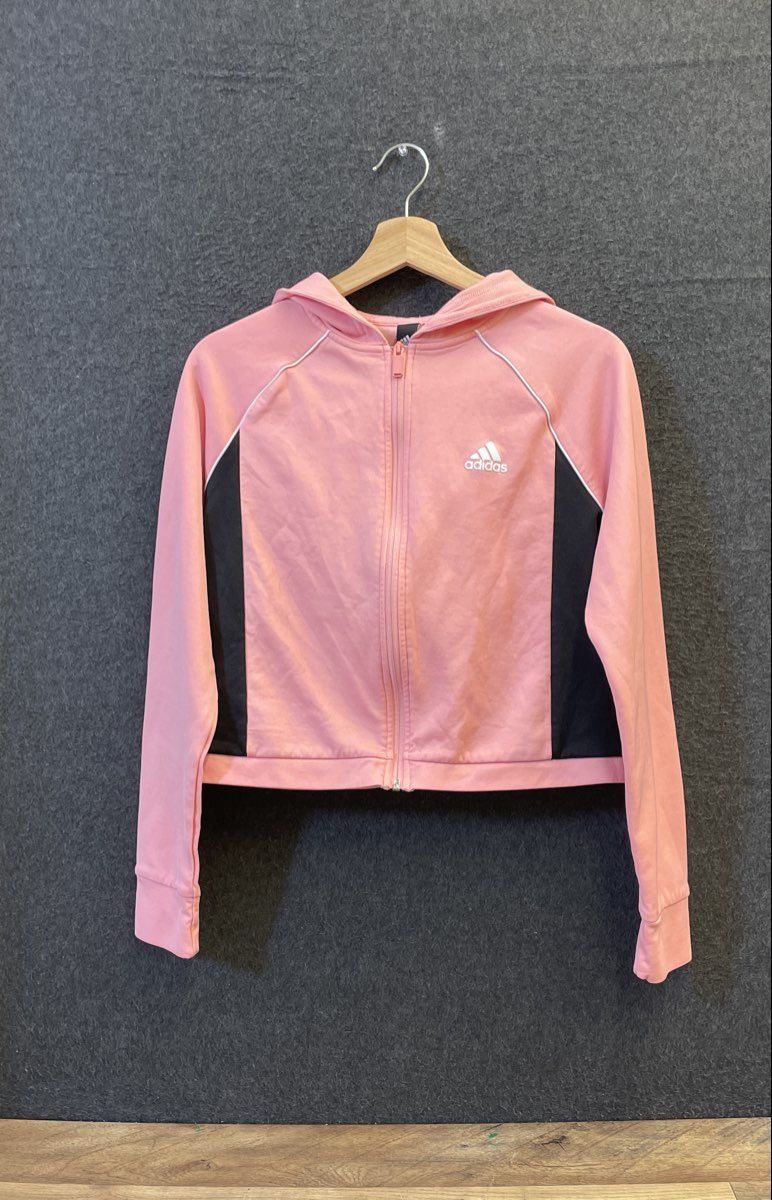 Adidas Women's Pink Full Zip Hoodie Jacket Black Colorblock Sz S