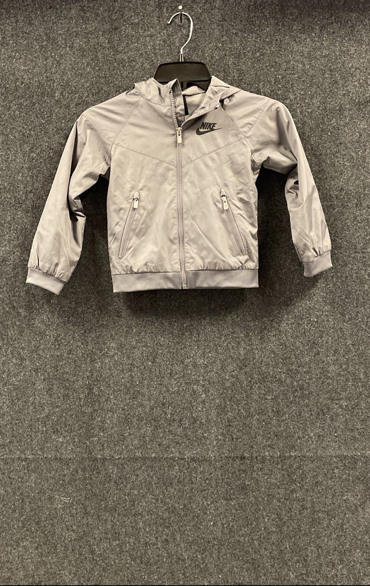 Nike Toddler Full Zip Hooded Windbreaker Jacket Grey Mesh Lined Sz 4T