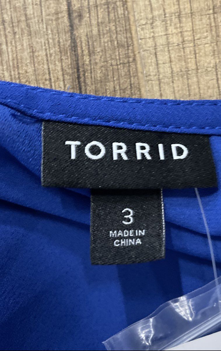 Torrid Women's Royal Blue Georgette Tie Front Peplum Blouse Size 3 3X NWT