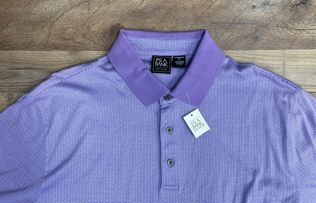 Jos. A. Bank Men's Purple Traveler Collection Polo Shirt Traditional Fit L NWT