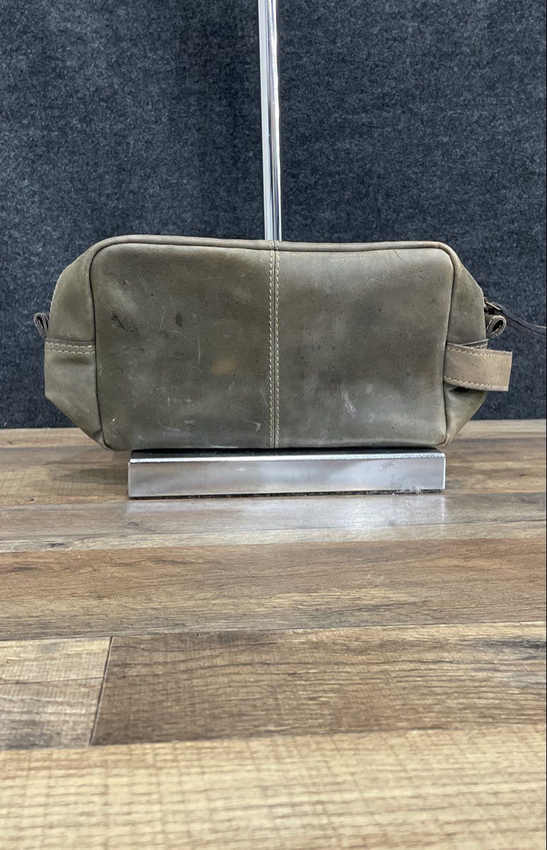 Marc New York MNY Grey Leather Dopp Kit Toiletry Bag Travel Organizer Pouch