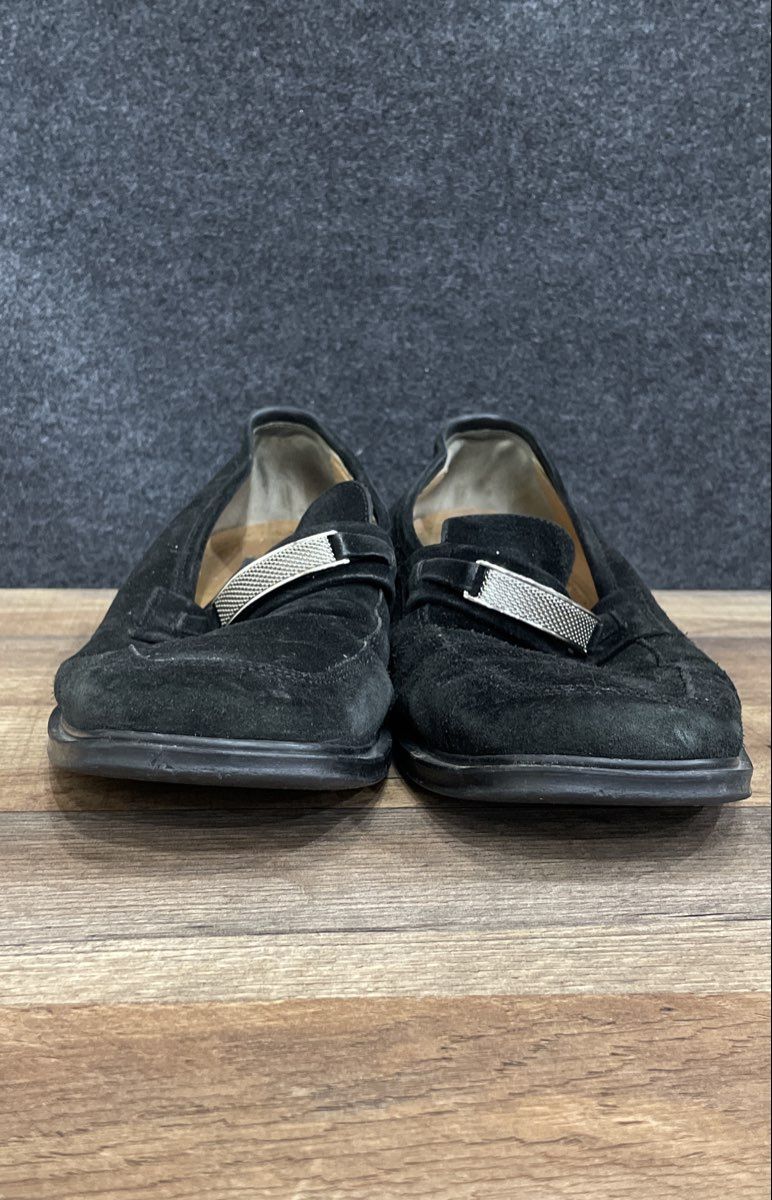 Panelli Black Suede Metal Buckle Loafers Men's Dress Shoes Size 9.5D