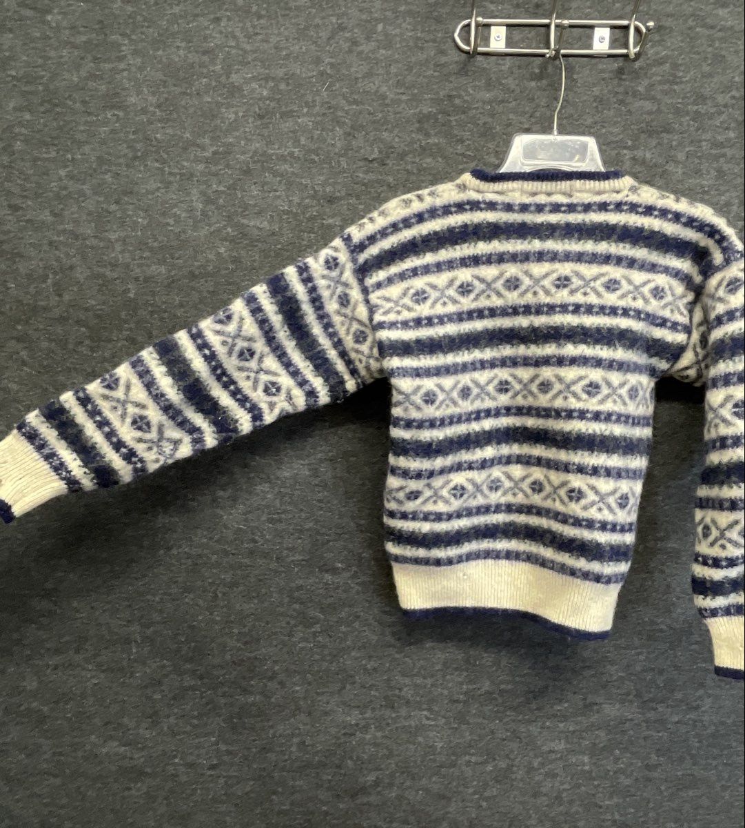 Vintage 90s John Ashford Boys Blue Fair Isle Nordic Wool Shetland Sweater Sz L