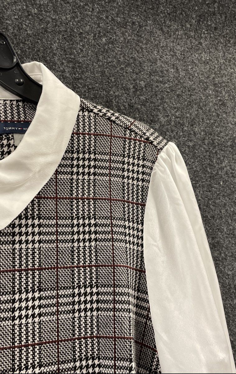 Tommy Hilfiger Women's Plaid Peter Pan Collar Puff Sleeve Dress Sz 16 NWT