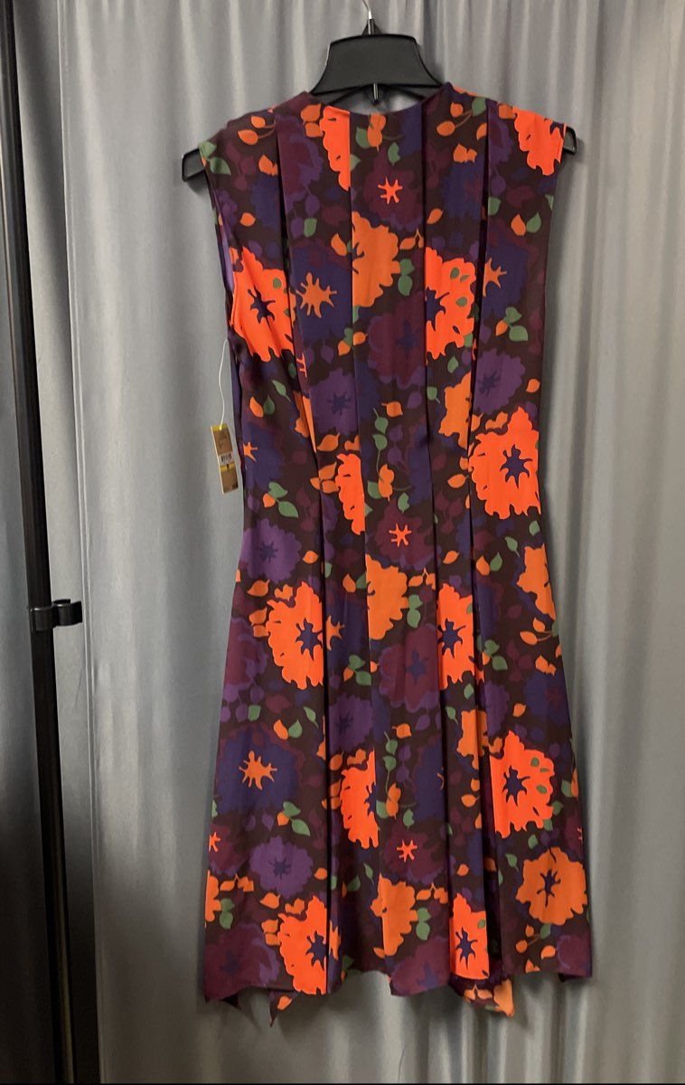 Rachel Rachel Roy Women's Purple Orange Floral Sleeveless V-Neck Dress Sz M NWT