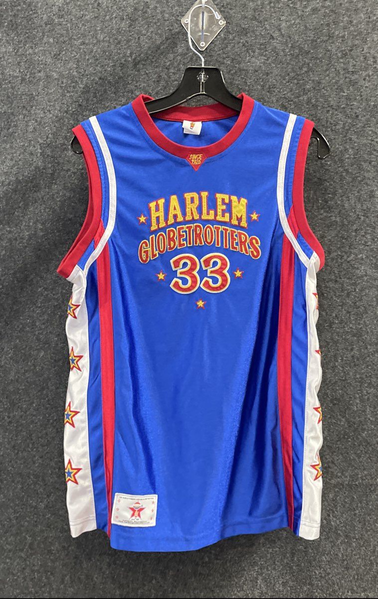 Harlem Globetrotters Men's Blue Basketball Jersey #33 Bull Stars Embroidered S
