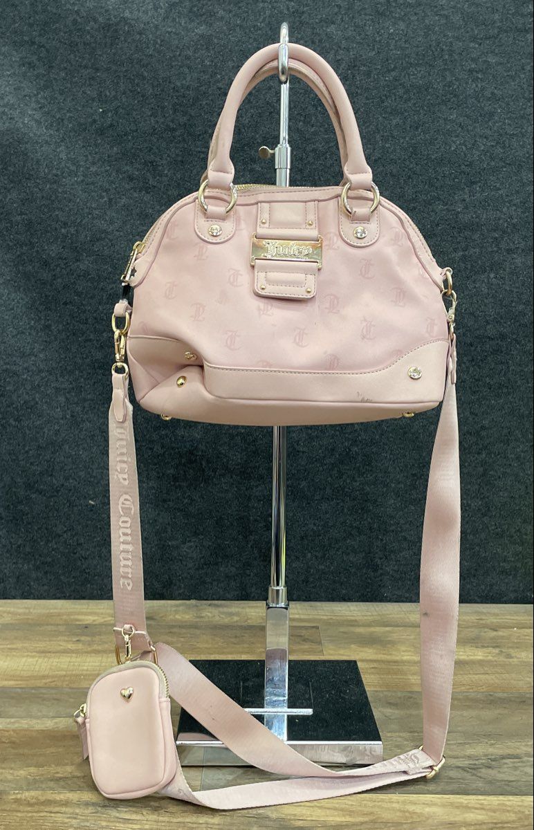 Juicy Couture Pink Monogram Satchel Bag Heart Coin Purse Crossbody