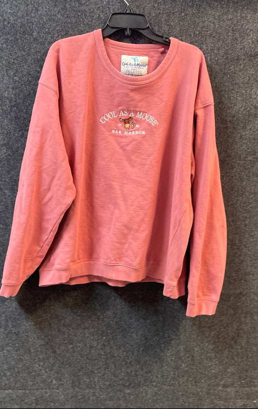 Cool-As-A-Moose Men's Crewneck Sweatshirt Pink Bar Harbor Embroidered Sz XXL