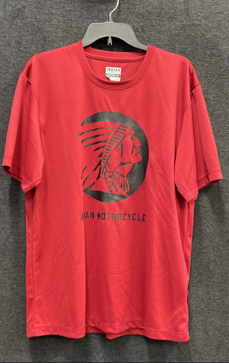 Indian Motorcycle Men's Performance T-Shirt Red Headdress Logo Graphic Size L