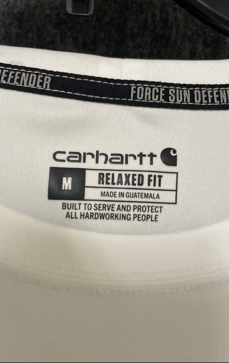 Carhartt Men's Force Sun Defender Long Sleeve T-shirt White Relaxed Fit Sz M