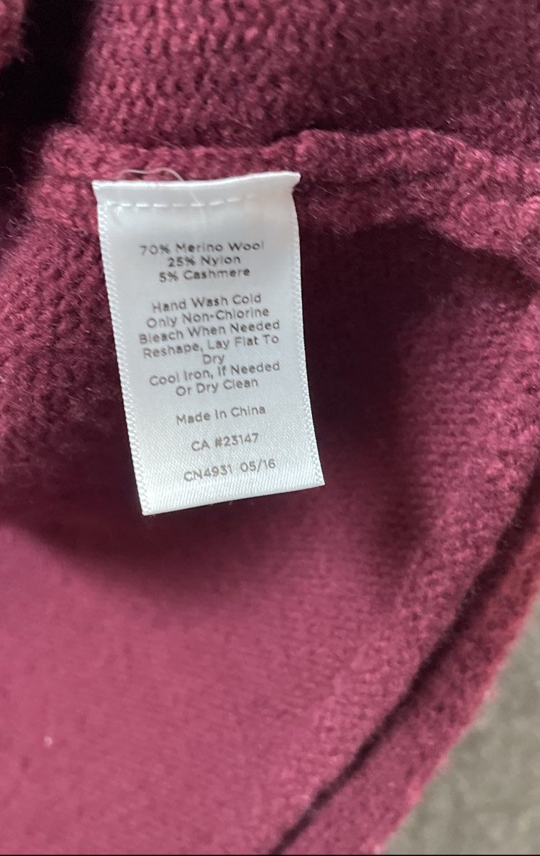 Talbots Women's Burgundy Merino Wool Cashmere Blend Open Front Cardigan Sz XS