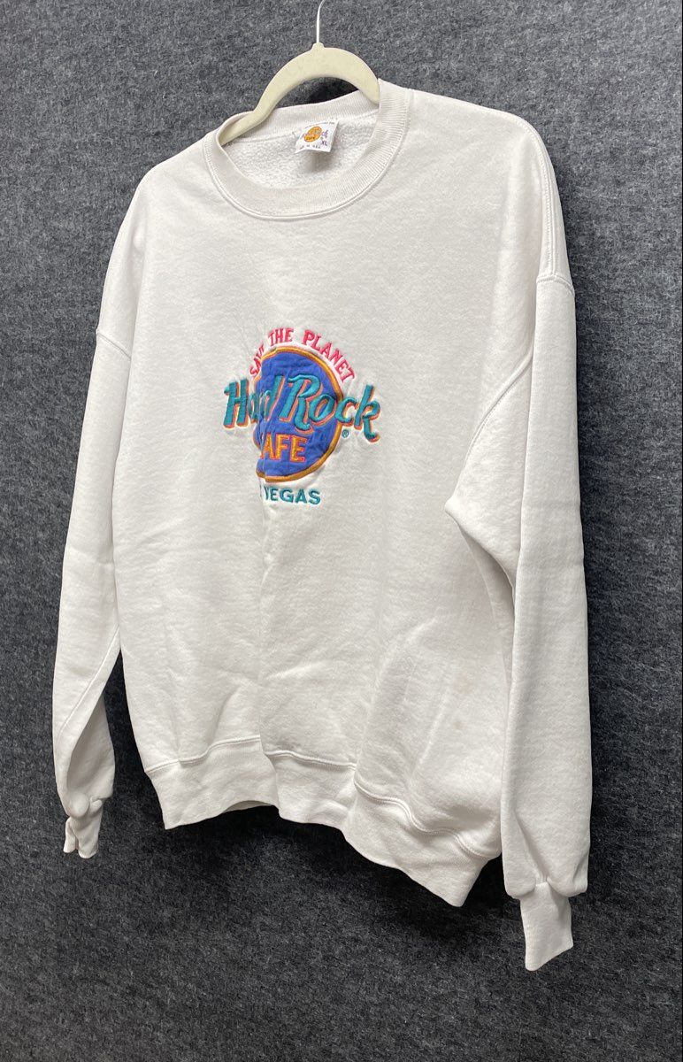 Vintage 90s Hard Rock Cafe Las Vegas Save The Planet Sweatshirt White Sz XL