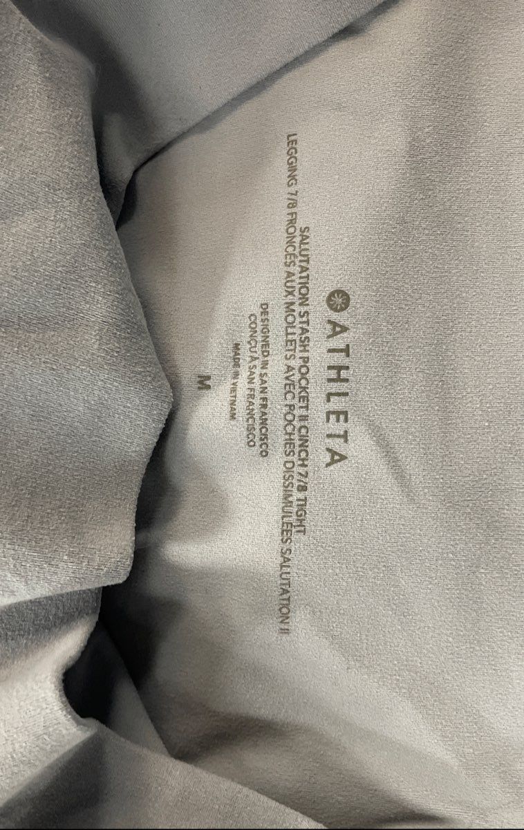 Athleta Women's Light Blue Salutation Stash Pocket II Cinch 7/8 Tights Size M