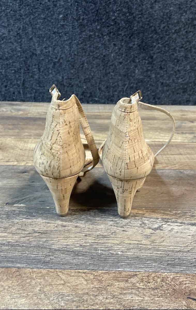 Vaneli Natural Cork Ankle Strap Wedge Sandals Women's Size 7.5 M
