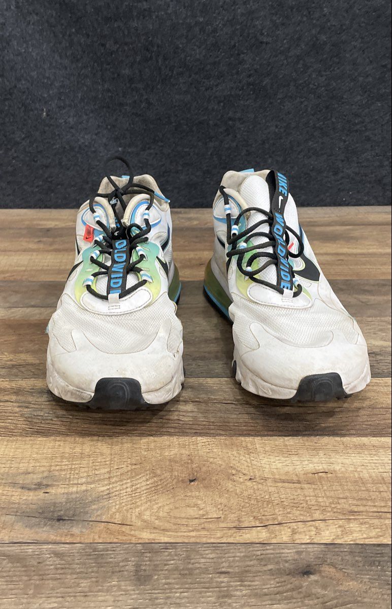 Nike Air Max 270 React Worldwide White Blue Volt Sneakers Men's Size 12