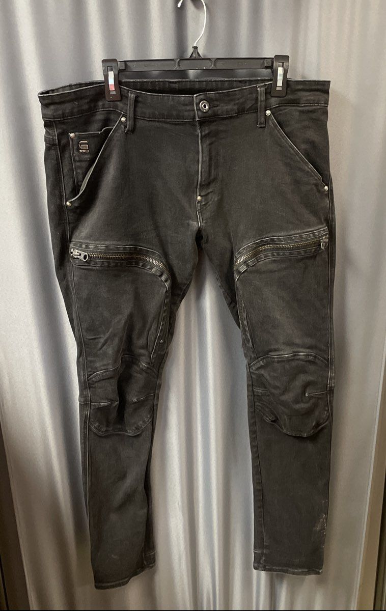 G-Star Raw Men's Air Defense Skinny Black Faded Jeans Sz 38x32