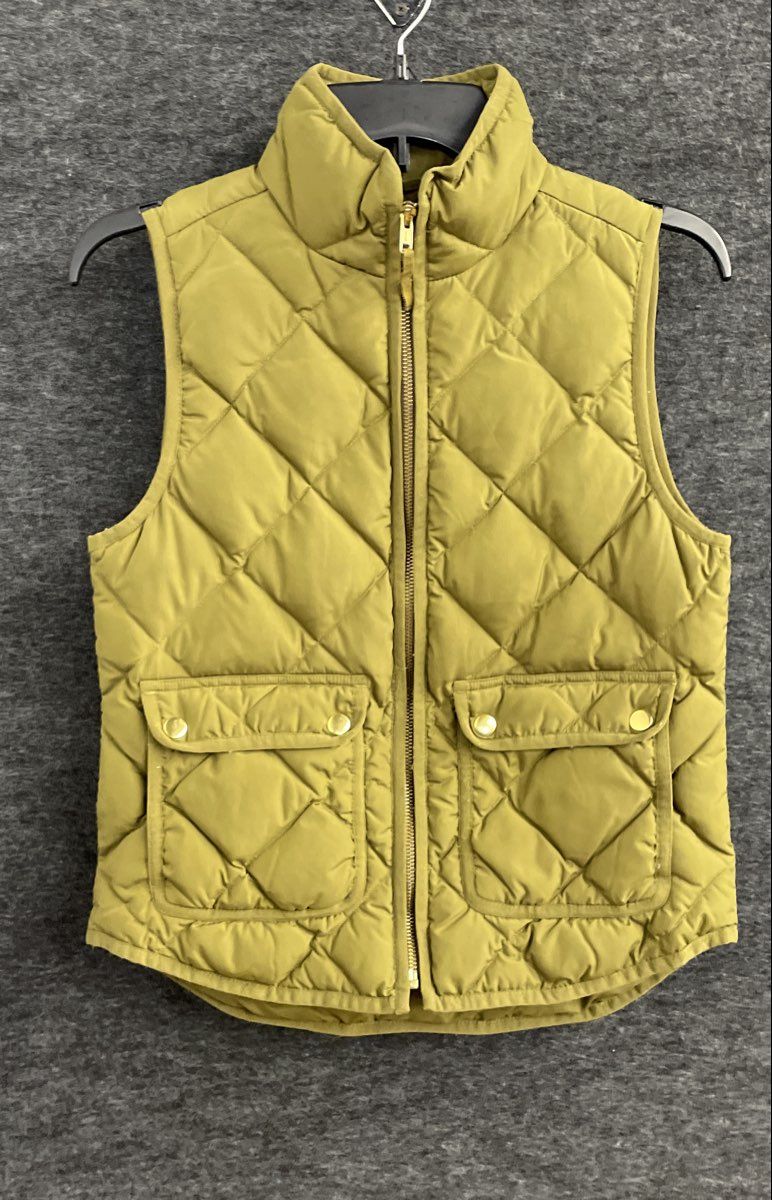 J.Crew Women's Olive Green Diamond Quilted Down Puffer Vest Sz PXS